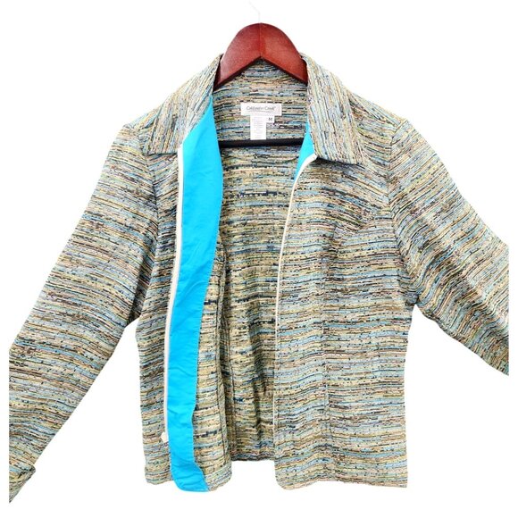 Coldwater Creek Multi-Color Textured Zip Jacket Medium - Rayon Cotton Blend - Picture 10 of 16